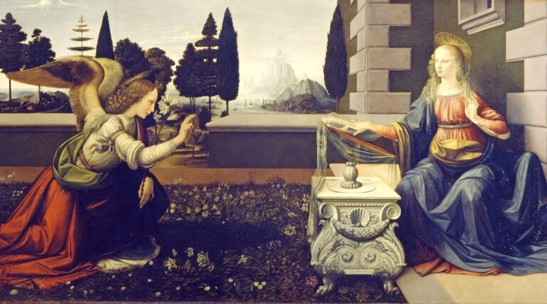 Leonardo da Vinci Annunciazione incarnazione di Dio nel mondo